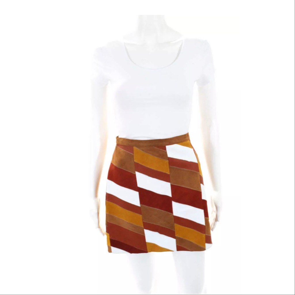 Hirona Paris Patchwork Leather Skirt Sz Small